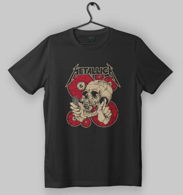 Metallica The Shortest Straw Skull Design Black T-Shirt