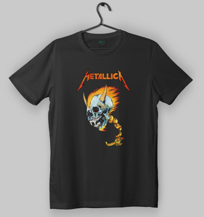 Metallica Flaming Skull Black T-Shirt