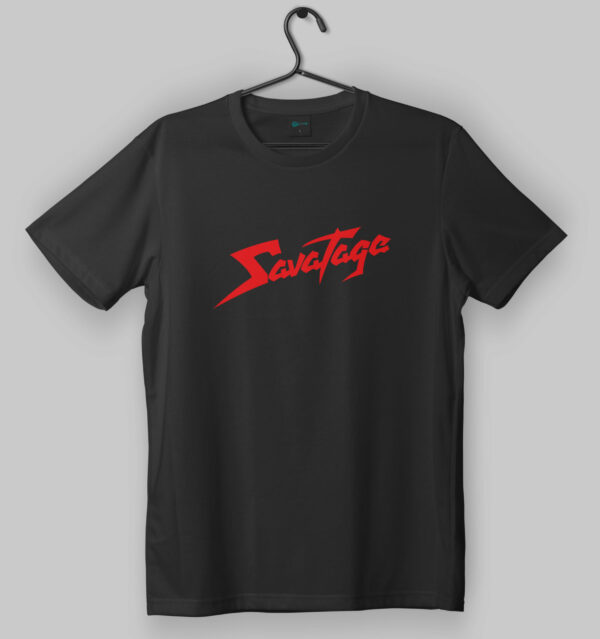 Savatage Classic Logo Black T-Shirt (Red Logo)