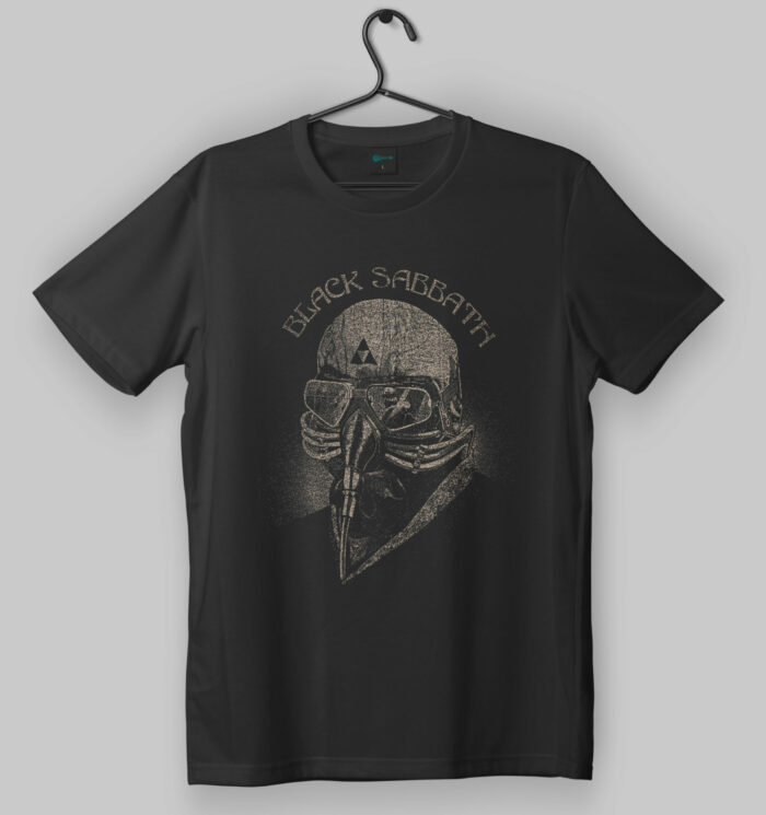 Black Sabbath Gas Mask Design Black T-Shirt