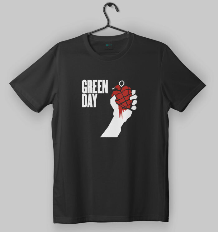 Green Day Heart Grenade Black T-Shirt