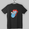 Rolling Stones Skateboard Tongue Design Black T-Shirt