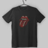 Rolling Stones Classic Logo Studded Design Black T-Shirt