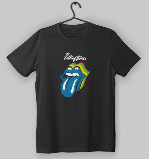 Rolling Stones Rainbow Tongue Design Black T-Shirt