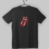 Rolling Stones Tongue with Braces Design Black T-Shirt