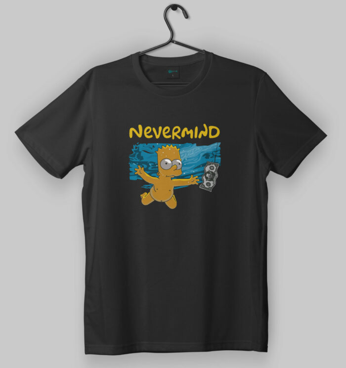 Nirvana Nevermind Bart Simpson Design Black T-Shirt