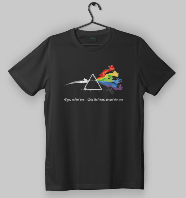 Pink Floyd Rainbow Run Rabbit Black T-Shirt