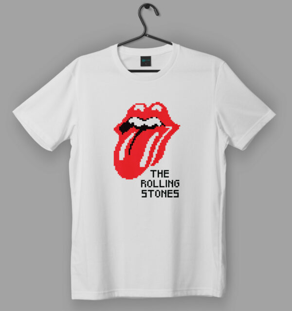 The Rolling Stones Pixelated Tongue Logo White T-Shirt