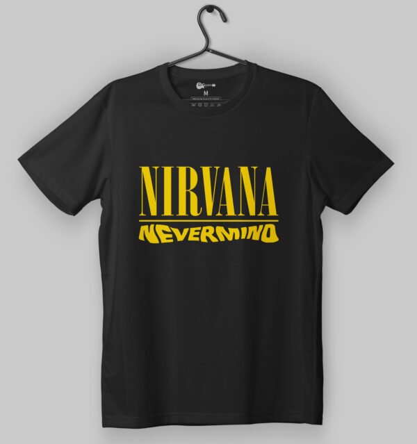 Nirvana Nevermind Yellow Logo Black T-Shirt