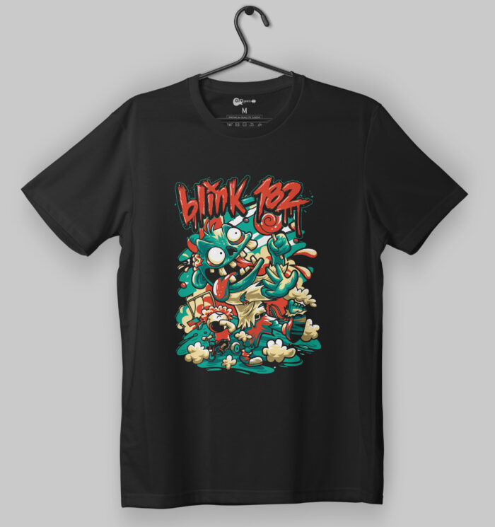 Blink-182 Crazy Monster Design Black T-Shirt