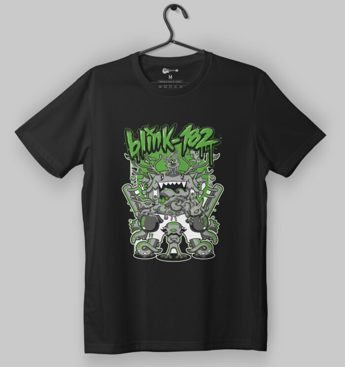 Blink-182 Green Monster Design Black T-Shirt