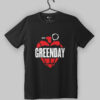 Green Day Heart Grenade Logo Black T-Shirt