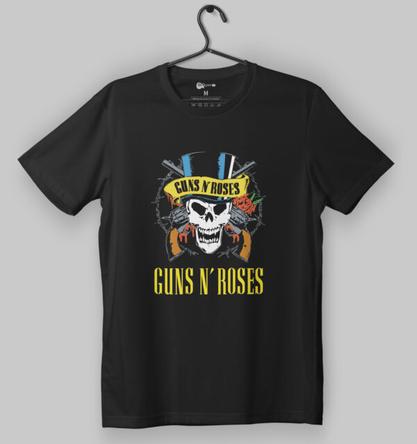 Guns N’ Roses Skull with Top Hat Logo Black T-Shirt