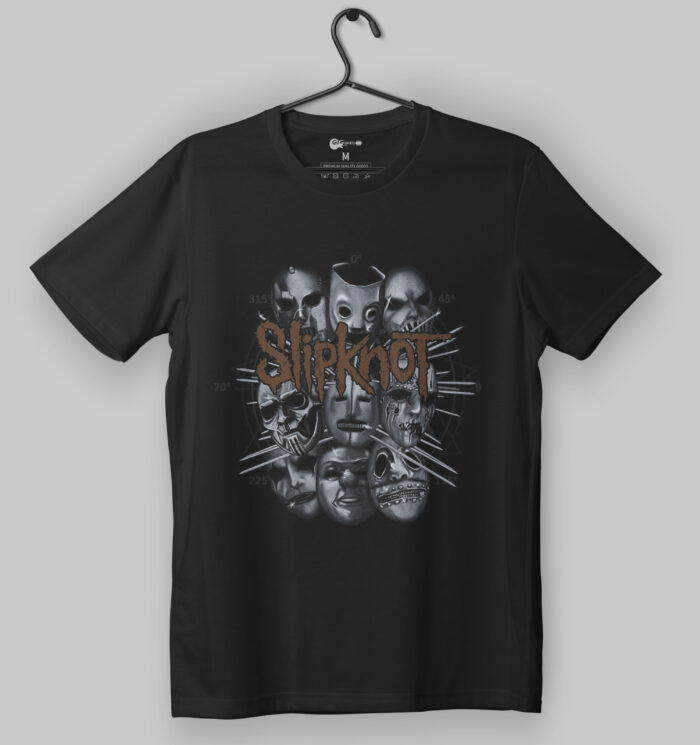 Slipknot Multi-Mask Design Black T-Shirt