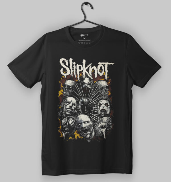 Slipknot Fiery Faces Design Black T-Shirt