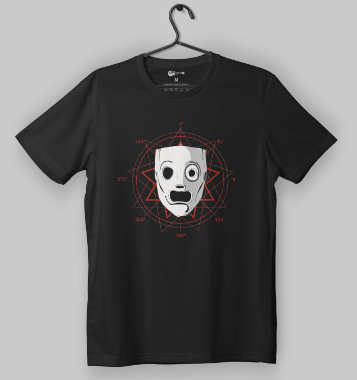 Slipknot White Mask Design Black T-Shirt