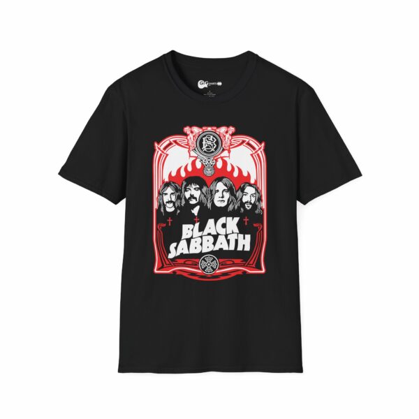 Black Sabbath Band Portrait Red and White Black T-Shirt