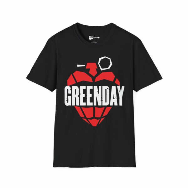 Green Day Heart Grenade Logo Black T-Shirt